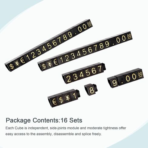MECCANIXITY Adjustable Removable Mini Cube Price Tag Display Number Letter Price Label Stand Block Kit for Shop Counter White on Black,3.3x5.6mm,16 Sets in Kuwait