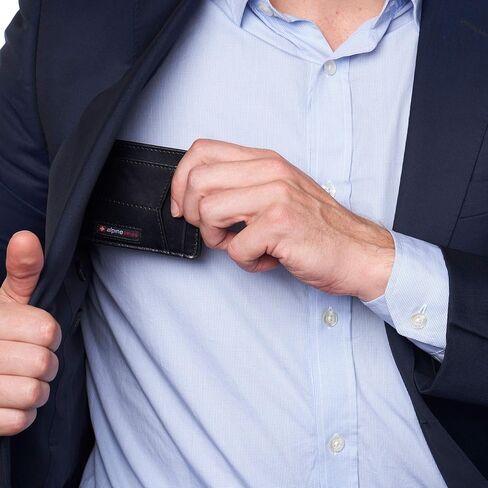 محفظة جيب أمامي من Alpine Swiss RFID Minimalist Oliver للرجال من مجموعة يورك من الجلد باللون الأسود الناعم in Kuwait