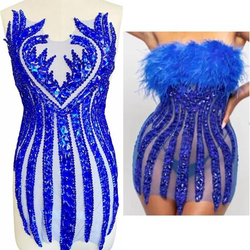 Gerrit Pure Handmade Beads Bares Rhinestons Lace Patches Patches Patches Tricming On Sequins Stones Beads Shining Heavy Dress Fress Diy Accessories 14x25in (Orange) in Kuwait