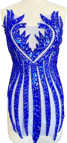 Gerrit Pure Handmade Beads Bares Rhinestons Lace Patches Patches Patches Tricming On Sequins Stones Beads Shining Heavy Dress Fress Diy Accessories 14x25in (Orange) in Kuwait