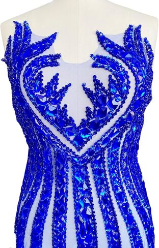 Gerrit Pure Handmade Beads Bares Rhinestons Lace Patches Patches Patches Tricming On Sequins Stones Beads Shining Heavy Dress Fress Diy Accessories 14x25in (Orange) in Kuwait