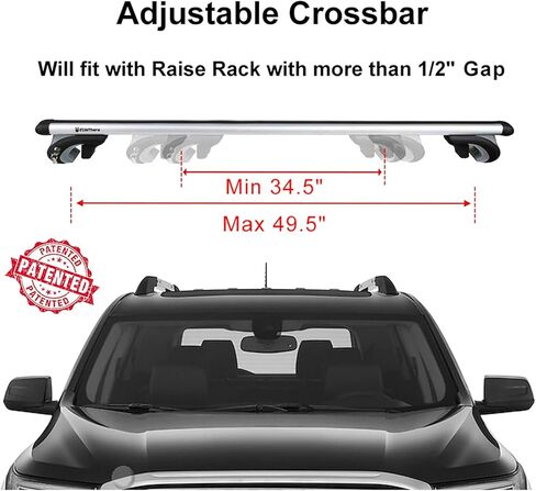 قضبان متقاطعة لسقف السيارة من Stay There مقاس 52 بوصة، قضبان متقاطعة من الألومنيوم السميك من الألومنيوم، قضبان متقاطعة قابلة للتعديل، تناسب معظم المركبات ذات القضبان الجانبية المتدفقة - سعة تحميل 200 رطل in Kuwait