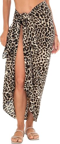 SHU-SHI Women Zebra Print Sarong Pareo Cover Up Bathing Suit Women Animal Beach Wrap Long Pool Trip Resort Skirt Black/White in Saudi Arabia