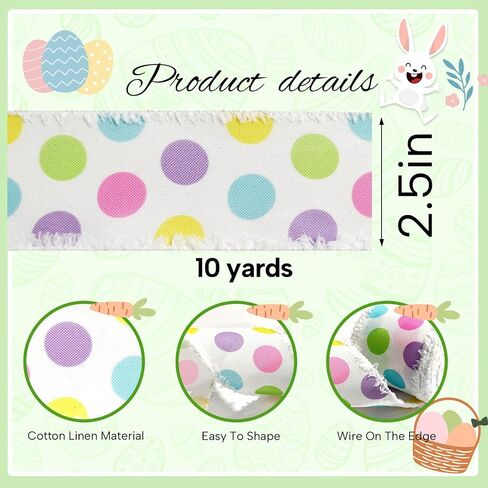 LINGMIN 2 Rolls Easter Ribbon for Wreath Bow Wrapping Gifts, Pink Stripe Happy Easter Ribbon for Gift Wrapping Decoration Party Supplies Craft 2.5" X 10 Yard Wired Spring Easter Theme Wreath Ribbon in Kuwait
