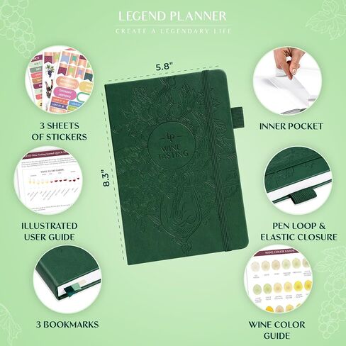Legend Wine Tasting Journal – Wine Guide & Diary – Unique Accessories & Gifts for Wine Lovers, Women & Men, Eco Leather Notebook (Purple) in Kuwait