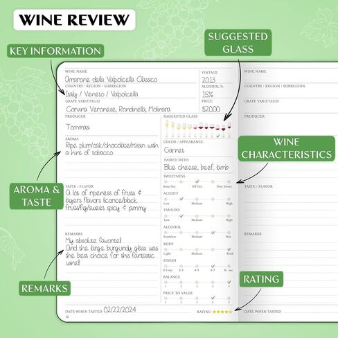 Legend Wine Tasting Journal – Wine Guide & Diary – Unique Accessories & Gifts for Wine Lovers, Women & Men, Eco Leather Notebook (Purple) in Kuwait