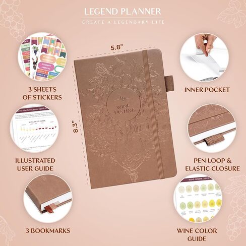 Legend Wine Tasting Journal – Wine Guide & Diary – Unique Accessories & Gifts for Wine Lovers, Women & Men, Eco Leather Notebook (Purple) in Kuwait