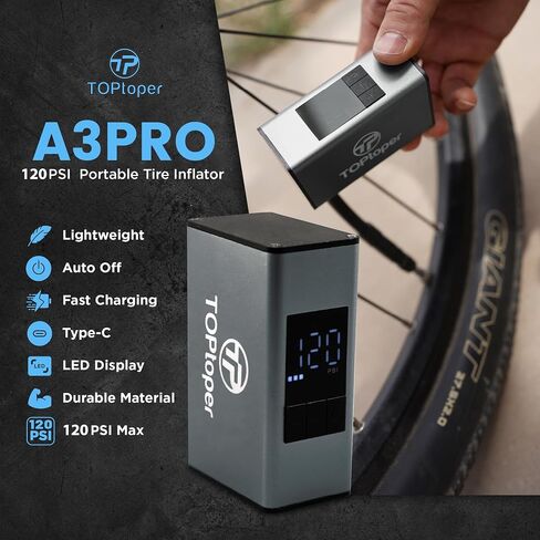 Mini Electric Bike Pump with Pressure Gauge- 150PSI Portable Bicycle Tire Pump with Auto Stop, Pocket Tiny Air Pump in Saudi Arabia