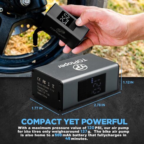 Mini Electric Bike Pump with Pressure Gauge- 150PSI Portable Bicycle Tire Pump with Auto Stop, Pocket Tiny Air Pump in Saudi Arabia