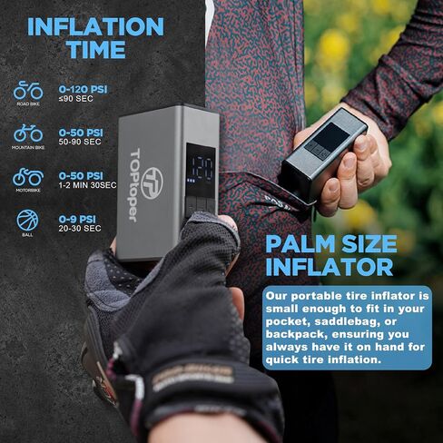Mini Electric Bike Pump with Pressure Gauge- 150PSI Portable Bicycle Tire Pump with Auto Stop, Pocket Tiny Air Pump in Saudi Arabia