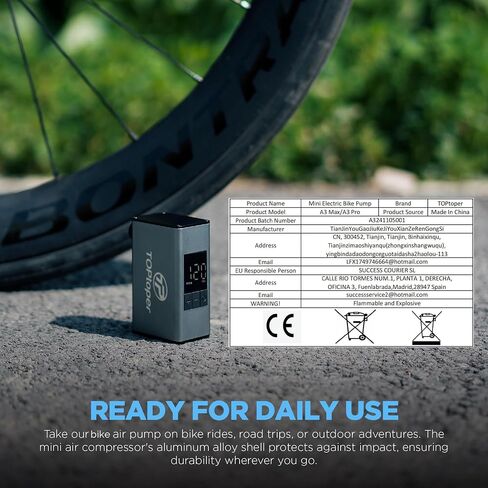 Mini Electric Bike Pump with Pressure Gauge- 150PSI Portable Bicycle Tire Pump with Auto Stop, Pocket Tiny Air Pump in Saudi Arabia