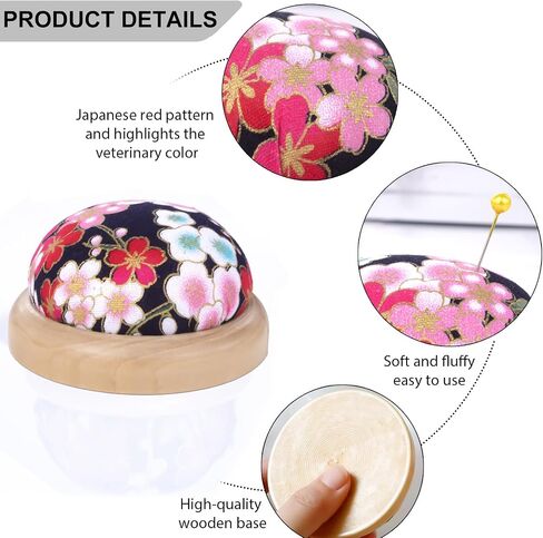 AxiyanX Wooden Base Sewing Pin Cushion, Pin Cushions for Sewing Cute,Needle Cushion for DIY Crafts,Pincushions for Sewing,Sewing Needle Holder for Daily Hand Sewing (A-Blue) in Kuwait