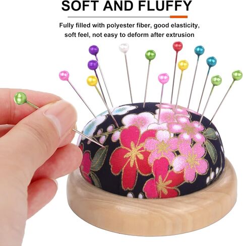 AxiyanX Wooden Base Sewing Pin Cushion, Pin Cushions for Sewing Cute,Needle Cushion for DIY Crafts,Pincushions for Sewing,Sewing Needle Holder for Daily Hand Sewing (A-Blue) in Kuwait