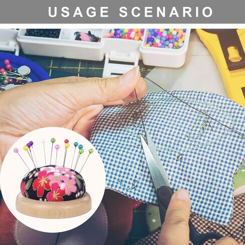 AxiyanX Wooden Base Sewing Pin Cushion, Pin Cushions for Sewing Cute,Needle Cushion for DIY Crafts,Pincushions for Sewing,Sewing Needle Holder for Daily Hand Sewing (A-Blue) in Kuwait
