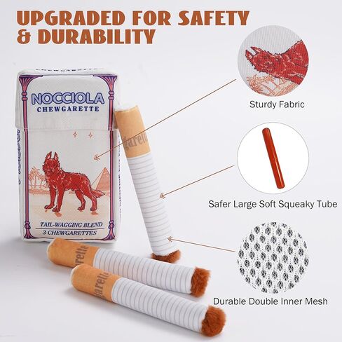 Nocciola Squeaky Sounds Puff Stick Toys, Funny Interactive Plush Dog Toys, Pitbull Husky Frenchie Pug Puppy Toys for Small to Medium Breed, Dog Accessories Boy Gifts- Chewport in Kuwait