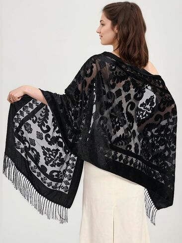 Peacock Velvet Shawl with Fringe Beaded Shawl for Women Peacock scarf Handmade Beading Indian Wraps for wome Tassel in Kuwait