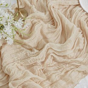 FEXIA Table Runner Sage Green Cheesecloth 35x120 Inches for Baby Bridal Shower Decoration Gauze Rustic Spring Easter Table Runner for Wedding Party First Communion Centerpiece Engagement
