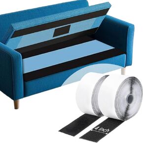 Strong Sticky Heavy Duty Hook and Loop Interlocking Tape Strips with Adhesive, 4 Inch 16.3 Feet Black