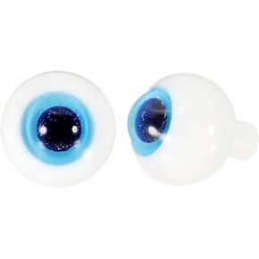 YOKIVE 1 Pair 14mm Eyeballs for Crafts, Glass Realistic Round Craft Eyeballs Handmade Fake Doll Eyes, Great for Doll Halloween Party Horror Mask DIY Decorations (Inner Glitter Dark Gray)