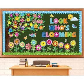 gisgfim Spring Healthy Bulletin Board Set Spring Flowers Classroom Decorations Spring Into Healthy Habits Paper Cutouts for Classroom School Office Home Nursery Chalkboard Door Wall Decor