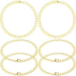 6PCS Charm Bracelet Chain with Lobster Clasps, Gold Silver Alloy Bracelet Chains for Jewelry Making, Bracelet Link Chains Bulk for Women Men DIY Jewelry, Crafts, Daily Use in Kuwait