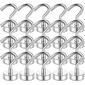 20 Pack Black Magnetic Hooks, 25 Lbs Heavy Duty Magnetic Hook, Neodymium Magnet Hooks for Refrigerator, Magnets with Hook for Cruise, Grill, Kitchen, Garage, Classroom, and Office