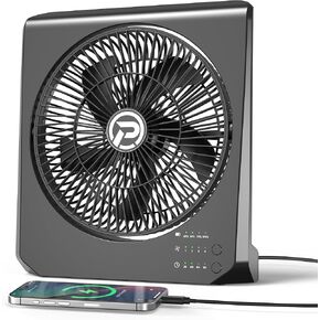 20000mAh Rechargeable Fan for Camping - 55h Super Long Last Battery Operated Fan, 10" Square Table Fan with Timer, 210° Pivot 4 Powerful Speed Outdoor Fan for Travel Emergency Hurricane Power Outage…