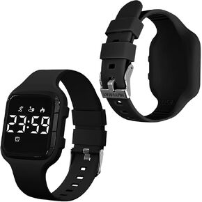 Kids Fitness Pedometer Watch Without App/Bluetooth,LED Sports Watch with Timer Calories/Distance/Step Counter,2 Alarm Clocks,21 Days Battery Life Rechargeable Digital Watch for Boy Girl Kids