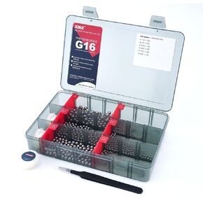 XIKE 490PCS Chrome Steel Balls, Assortment Kit G16 Bearing Steel Balls Kit with Tweezer Storage Box, 1/2" 3/8" 1/4" 7/32" 3/16" 5/32" 1/8" 3/32" (8 Sizes)