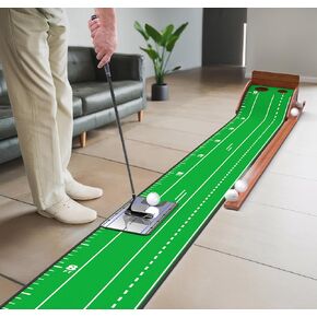 SAPLIZE Putting Mat with Automatic Ball Return, Golf Practice Putting Green with Putting Mirror, Portable Putting Matt for Indoors Outdoors- Improve Accuracy and Skill Levels