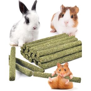 Bissap Timothy Hay Sticks for Rabbits 38PCS, Natural Timothy Grass Molar Teeth Stick Chew Toys for Bunnies Chinchillas Guinea Pigs Hamsters and Other Small Animals Treats