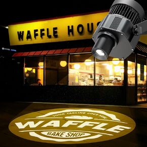 H HILITING GOBOS & PROJECTORS 80W LED GOBO Projector - Waterproof Logo Projector with Remote - Free Custom Glass GOBO Personalized Logo Projector for Store Company Bar Wedding Advertising