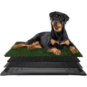 Artificial Grass Puppy Pee Pad for Dogs and Small Pets - 20x30 Reusable 3-Layer Training Potty Pad with Tray - Dog Housebreaking Supplies by PETMAKER