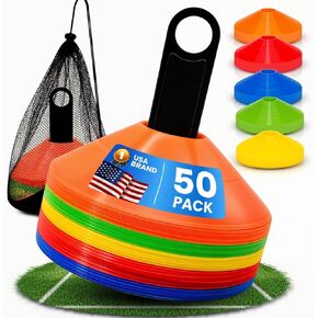 Soccer Cones for Training | Pack of 50 Pieces of Training Cones with Mesh Bag Included | Cones for Sports Training | Orange Cones for Sports | Soccer Cone | Soccer Training Cones (2025)