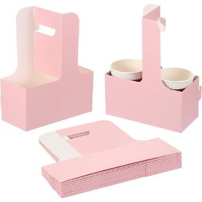 PATIKIL 2 Cup Drink Carrier with Handle,20 Pack Kraft Paperboard to Go Coffee Cup Holder, Portable Disposable Handled Drink Carriers for Take Out Restaurant Food Service, Multicolor