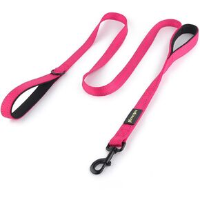 Pioneer Petcore™ Dog Leash 6ft long,Traffic Padded Two Handle,Heavy Duty,Reflective Double Handles Lead for Control Safety Training,Leashes for Large Dogs or Medium Dogs,Dual Handles Leads(Pink)