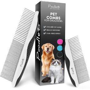 Poodle Pet Dog Combs for Grooming | 2 حزمة | أسنان الفولاذ المقاوم للصدأ إزالة الأوساخ بسهولة | الرعاية المناسبة تمنع العقدة والحصير للحيوانات الأليفة ذات الشعر الطويل والقصير | مقبض قبضة الراحة المضادة للانزلاق (أرجواني) in Kuwait