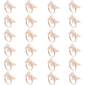 24 Pcs Napkin Rings Metal Napkin Buckles Butterfly Napkin Rings Serviette Napkin Stand Holder for Weddings Dinner Party Table, Gold in Kuwait