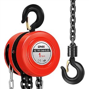 DNA MOTORING Manual Hand Lift Steel Chain Block Hand Chain Hoist 2T/4400lbs Capacity 10ft/3m Chain and 2 Heavy Duty Hooks, Manual Chain Fall for Warehouse Building Automotive Machinery,TOOLS-00666