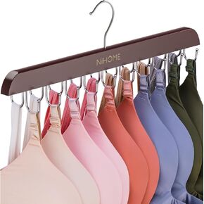 NiHome Double-Row Rotating Hooks Bra Hanger with 20 Stainless Steel Hooks, Space-Saving Organizer for Lingerie, Scarves, Ties & Accessories, Optimizes Closet Order Fits Standard Closet (Black, 1PC)