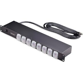 StarTech.com 8-Outlet Horizontal Rack Mount Metered PDU, 1U Server Power Strip w/Surge Protector, 8ft (2.4m) Power Cable, TAA