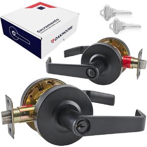 Commercial Door Handle Black - Grade 2 Lockset - Door Lever Schools Offices Industrial UL CUL & ADA – ANSI A156.2 (Passage (No Keys))