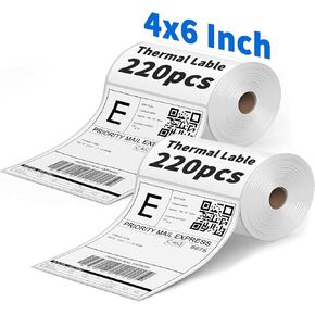 500 Sheets 4x6 Thermal Lables, Folded Shipping Labels, Thermal Printer Labels, Thermal Labels with Strong Adhesive, Compatible with Postage Labels Printer, Perforated (Pure White)