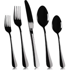 40 Piece Skull Pattern Matte Silverware Set for 8, Black Flatware set Service for 8,Gothic Unique Skull Pattern Design,18/0 Stainless,Satin Finish Cutlery for 8,Dishwasher Safe