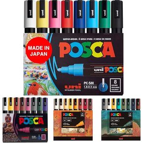 POSCA 8-Color Paint Marker Set, PC-5M Medium