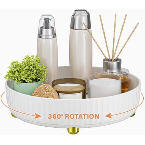 Bathroom Organizers and Storage - Rotating Makeup Organizer Tray for Perfume,Skincare,Cosmetics and Bathroom Storage,Lazy Susan Organizer,White