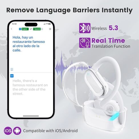 ترجمة سماعات الأذن ، 3 في 1 مترجم أذن تدعم 150 لغة ، سماعات الأذن المترجم اللغوي مع موسيقى دعم التطبيق والاتصال ، وترجمة محمولة سماعات الأذن في الوقت الفعلي لأعمال السفر in Kuwait