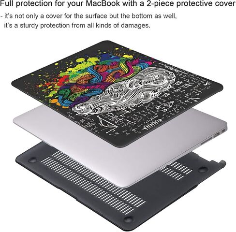 iCasso for MacBook Air 13 inch Case 2022 2021 2020 2019 2018 Release A2337 M1 A2179 A1932, Protective Plastic Hard Shell Case with Keyboard Cover + Screen Protector (Line Drawing-Butterfly) in Kuwait