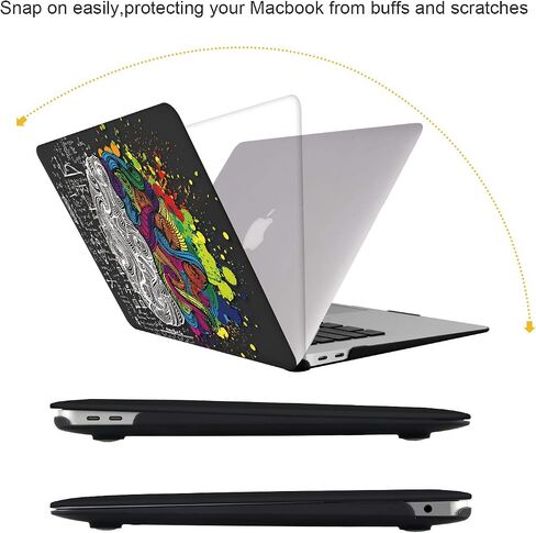 iCasso for MacBook Air 13 inch Case 2022 2021 2020 2019 2018 Release A2337 M1 A2179 A1932, Protective Plastic Hard Shell Case with Keyboard Cover + Screen Protector (Line Drawing-Butterfly) in Kuwait