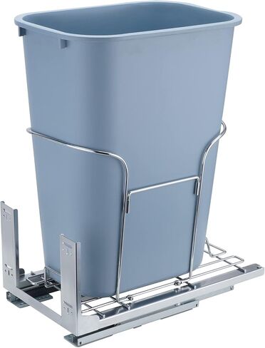 VEVOR Pull-Out Trash Can, 35L Single Bin, Under Mount Kitchen Waste Container with Slide, Handle and Door Mounting Kit, 110 lbs Load Capacity Heavy Duty Garbage Recycling Bin for Kitchen Cabinet, Sink in Saudi Arabia